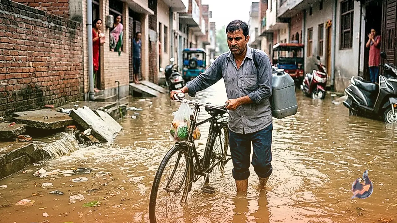 धौलपुर के हुंडावाल रोड पर चार फीट तक जलभराव से जनजीवन बेहाल, नालों के टूटे ढक्कन दे रहे हादसों को न्योता