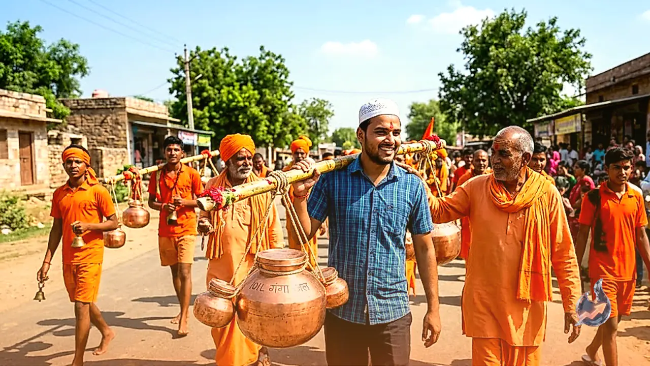 Muslim Youth Saddam Khan Joins Devotees Carrying 101 Liters Of Gangajal In Dholpur, Setting A Message Of Unity