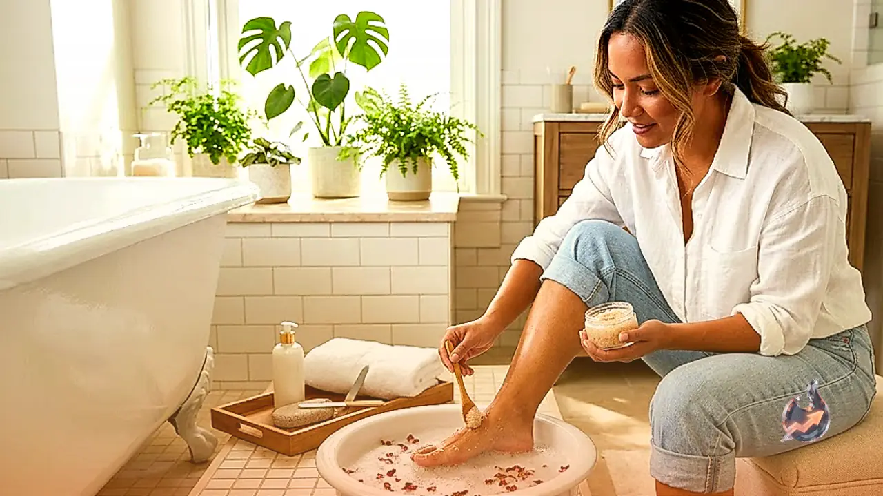Did sandals make your feet tan and dark? Try this easy at home pedicure routine