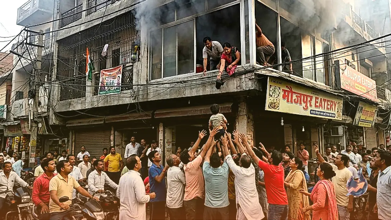 Diners Leap from First Floor After Fire Breaks Out at Maujpur Eatery, Jaffrabad Crowd Catches Children
