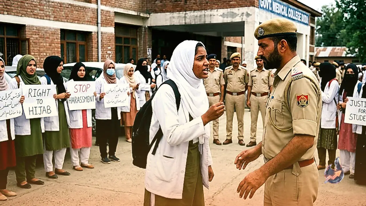 Doda Medical College Students Protest Over Hijab Dispute, Heated Exchange with Police Officer at Hospital
