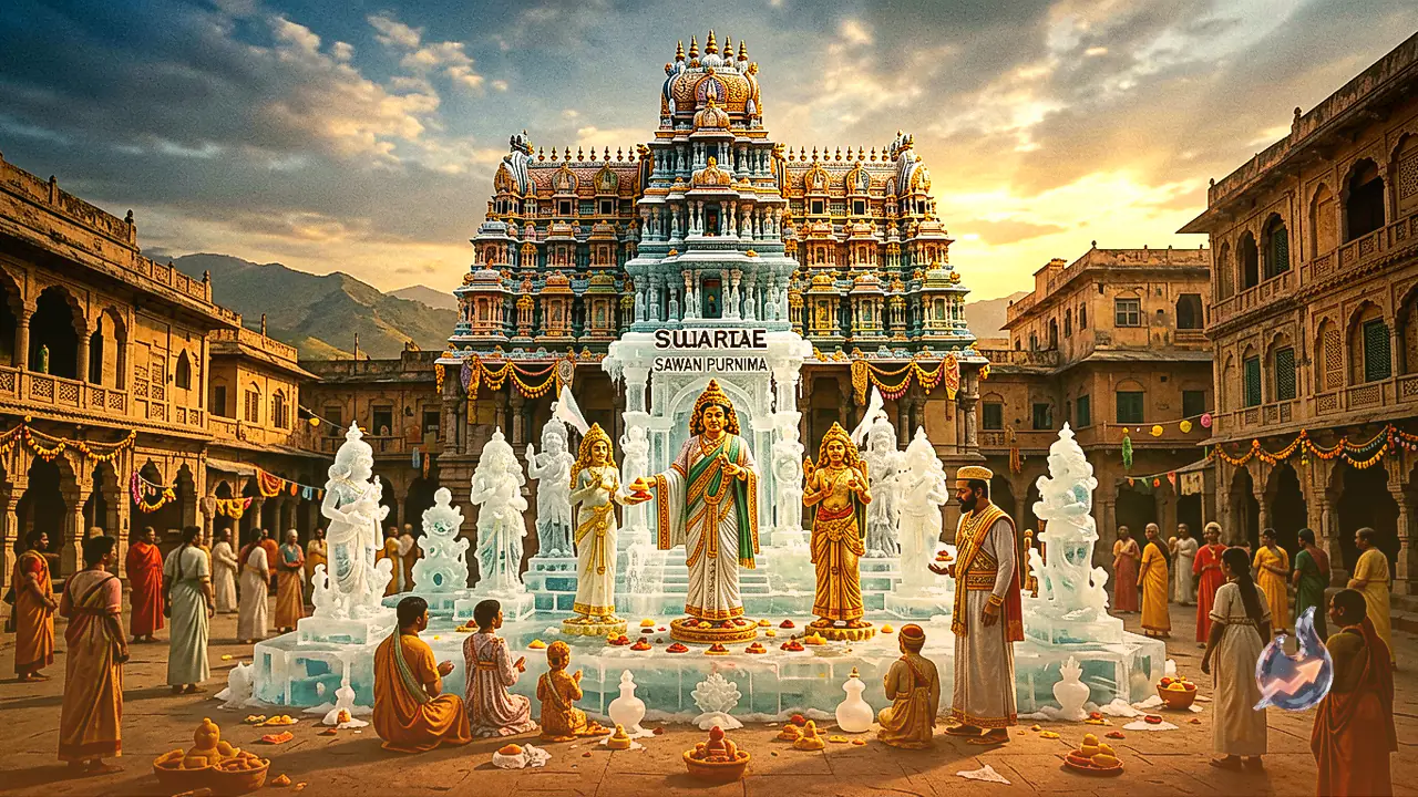 Devotees Gather at Shaileshwar Mahadev Temple in Dudu for Grand Ice Decoration and Sawan Purnima Mahaarati