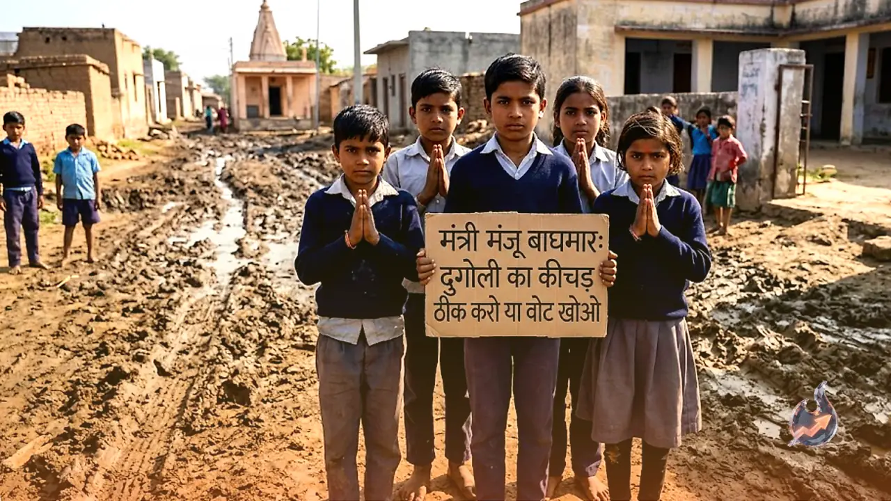 Schoolchildren in Dugoli Fold Their Hands and Warn Minister Manju Baghmar: Fix the Mud or Lose Our Votes