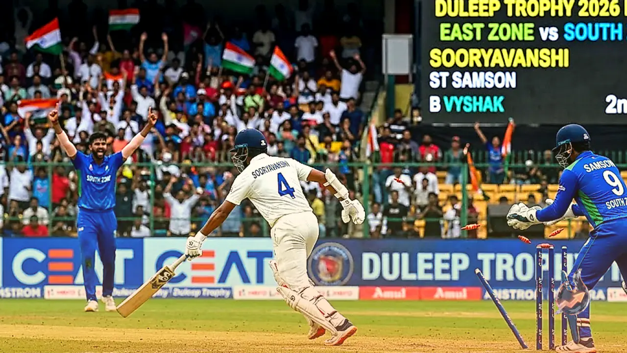 Vaibhav Sooryavanshi Throws Away Wicket With Reckless Shot in Duleep Trophy Final Against South Zone