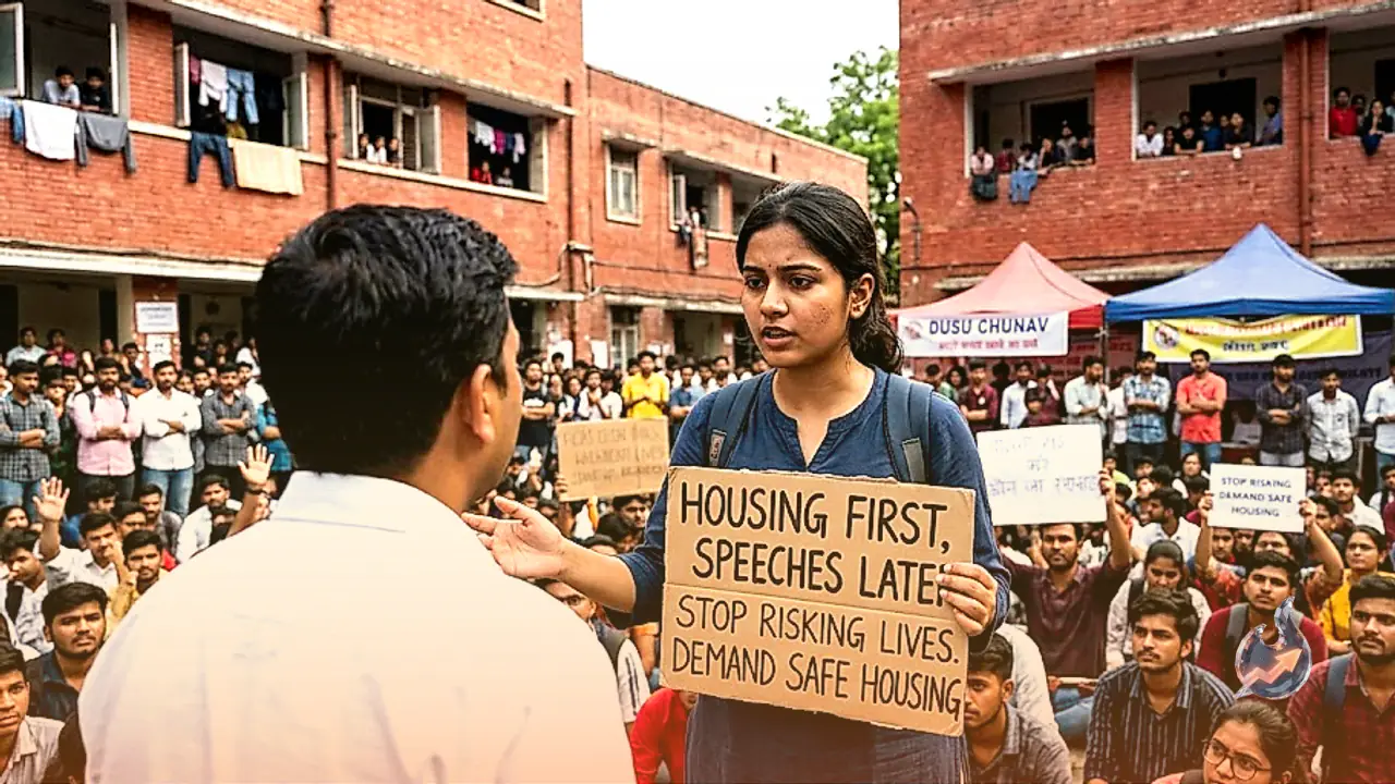 डूसू चुनाव 2026: नेताओं से छात्रों का सीधा सवाल, भाषण छोड़कर पहले रहने के ठिकाने पर बात कीजिए