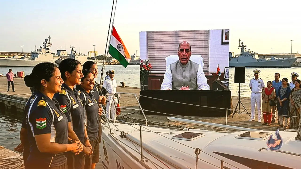 एक ऐतिहासिक समुद्री यात्रा पूरी: राजनाथ सिंह ने तीनों सेनाओं की महिला टीम का स्वागत किया