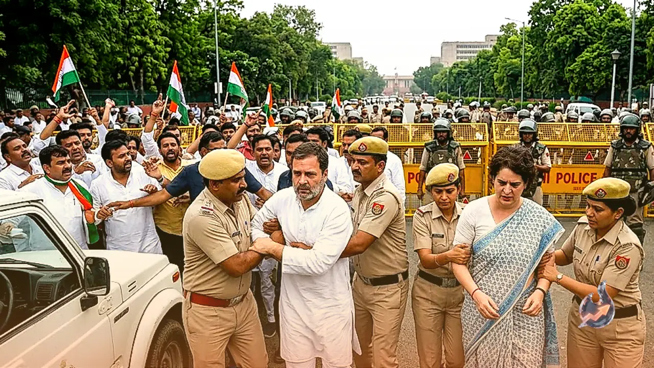 Election Commission Row Sparks Delhi Street Standoff as Police Detain Rahul and Priyanka Gandhi