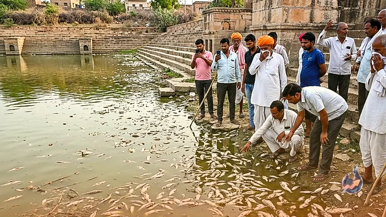 पाली के ऐतिहासिक नाडोल में गहराया संकट, गवई तालाब में सैकड़ों मछलियों की मौत और बदबू से मचा हड़कंप