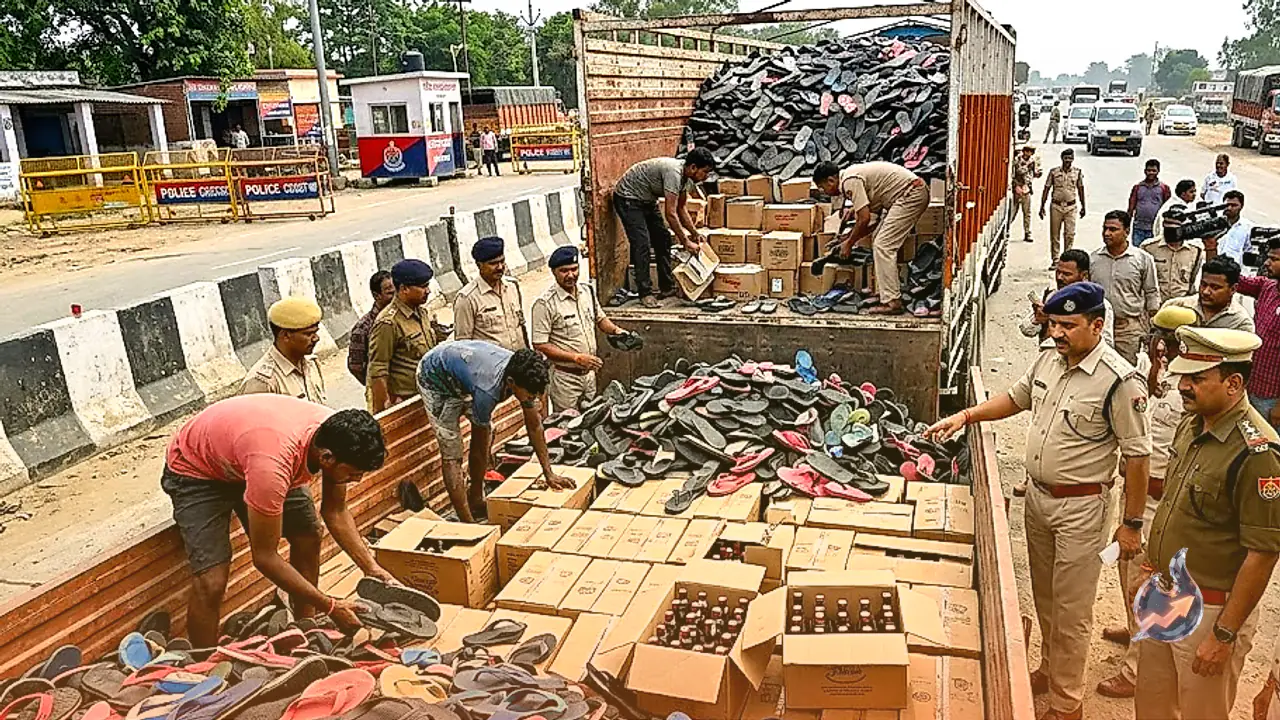 Excise department seizes foreign liquor worth 90 lakh hidden under slippers at Mohania checkpost