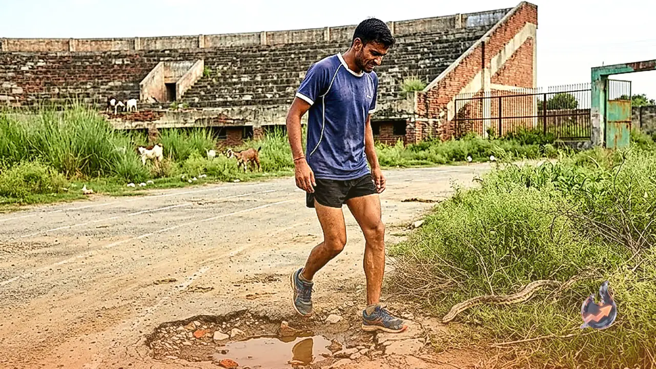 फरीदाबाद के दयालपुर स्टेडियम में झाड़ियों और गड्ढों के बीच अभ्यास को मजबूर खिलाड़ी, मैदान में निकलते हैं सांप