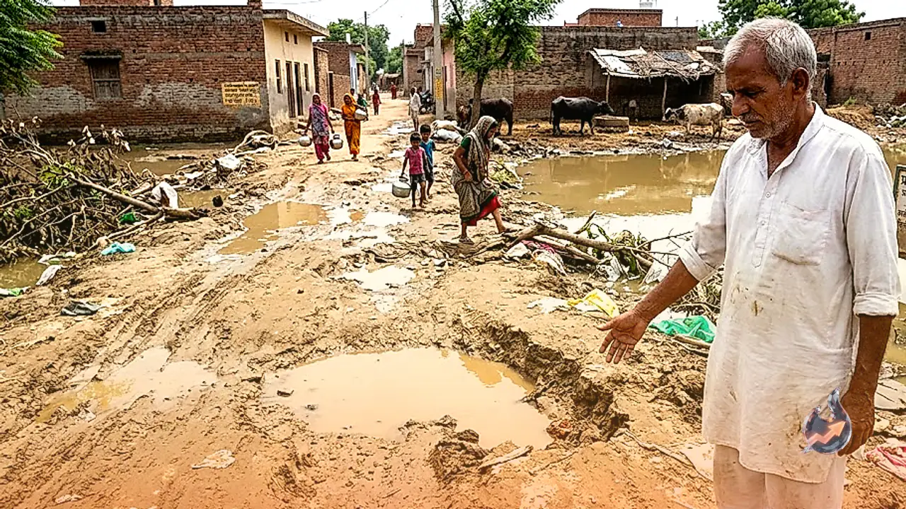 Residents Of Faridabad's Manjhawali Village Demand Urgent Road Repairs As Back-To-Back Floods Leave Behind A Trail Of Destruction