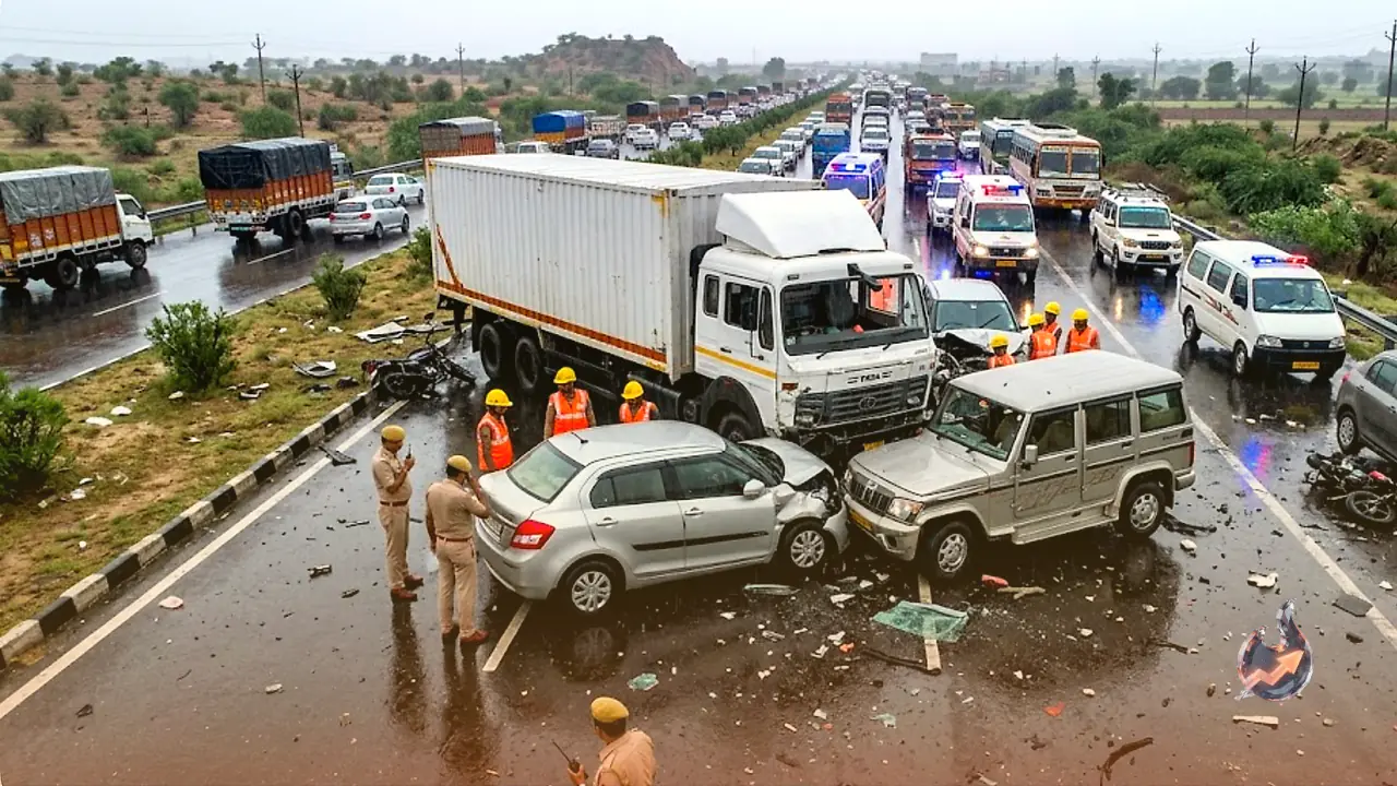 फतेहपुर शेखावाटी में भीषण सड़क हादसा, हाईवे पर भिड़े 6 वाहन