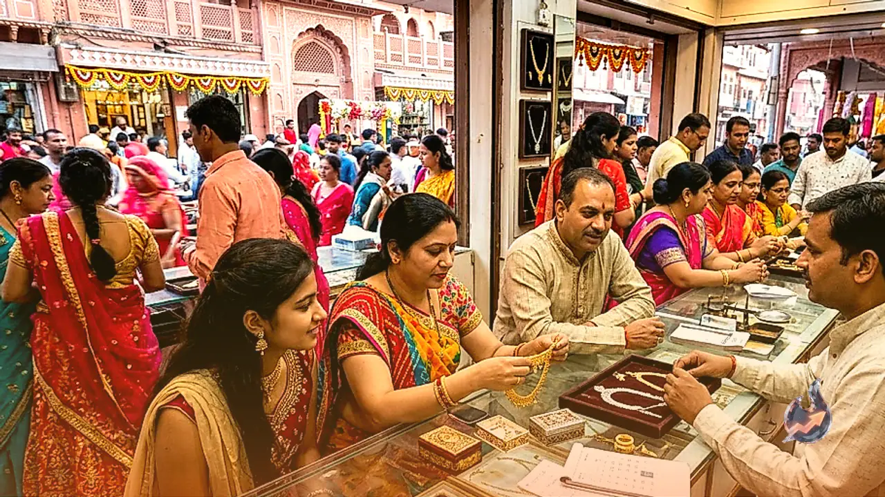 राजस्थान के सर्राफा बाजारों में त्योहारी सीजन की जोरदार शुरुआत, 20 से 22 फीसदी गिरावट के बाद गहनों की खरीदारी तेज