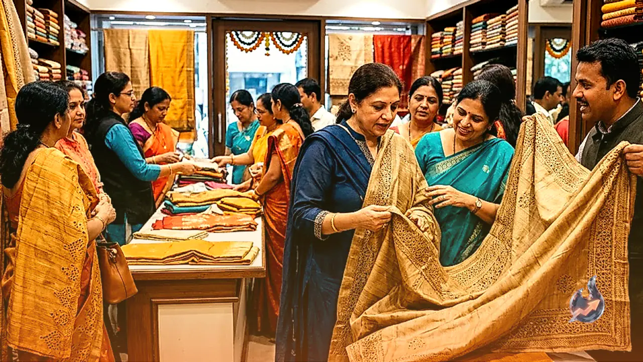 Festive Rush Sparks High Demand for Bhagalpur Tussar Cutwork Silk Sarees Across Mumbai and South India