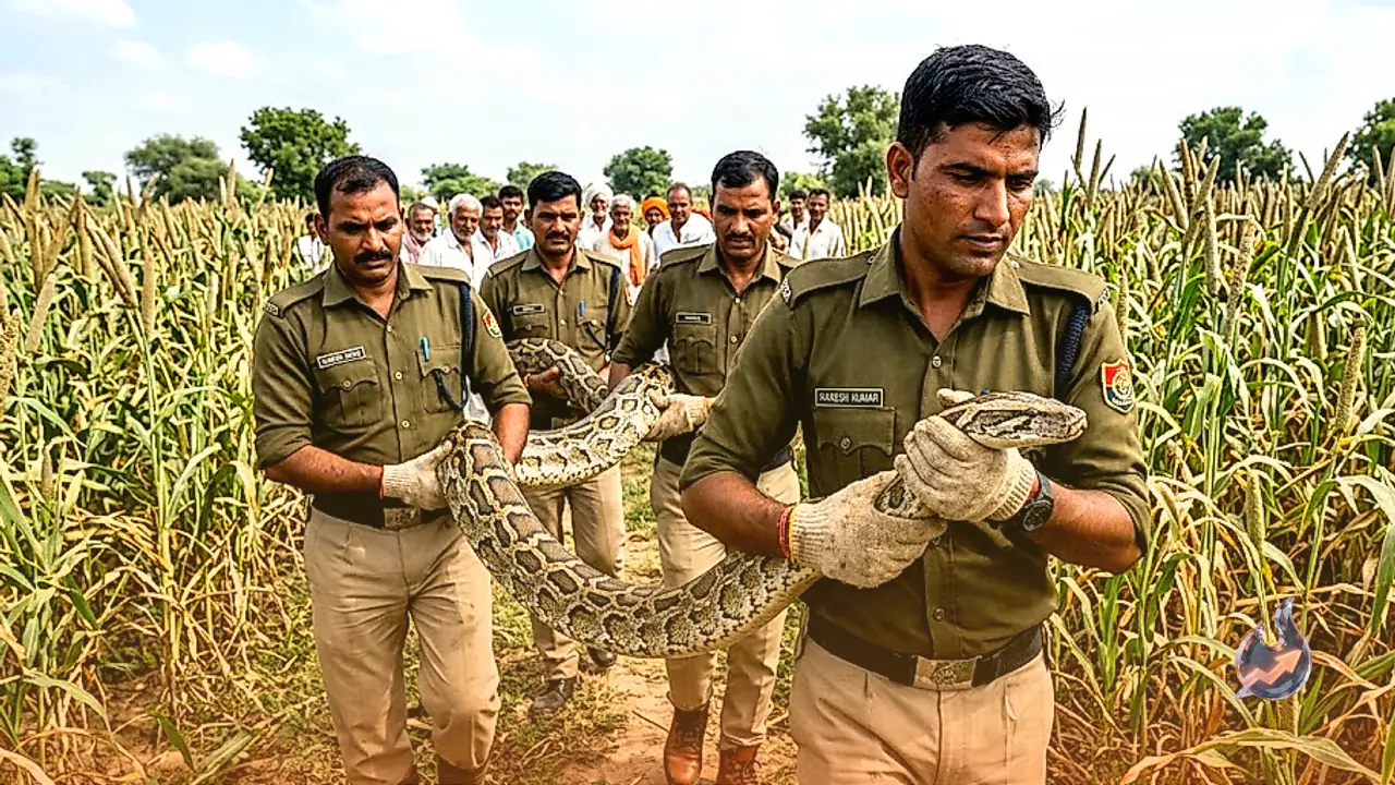 दौसा के सिकराय में बाजरे के खेत से पकड़ा गया 12 फीट लंबा अजगर, ग्रामीणों को मिली राहत