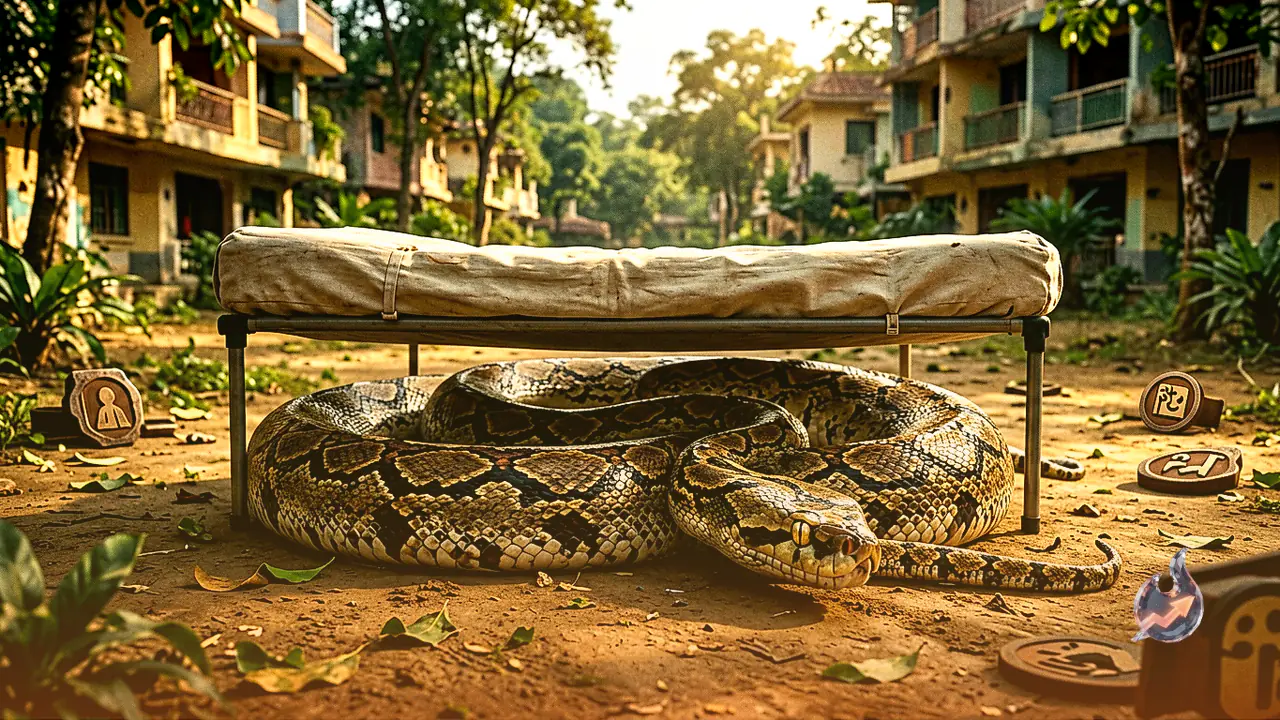 फॉरेस्ट व्यू अपार्टमेंट्स के पार्क में चारपाई तले घुसा विशाल अजगर, वन विभाग की टीम ने किया सुरक्षित रेस्क्यू