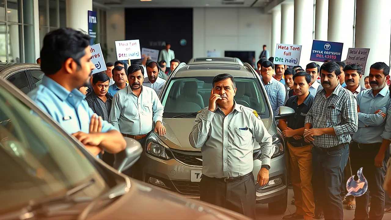 Frustrated Car Owner Stages Protest Outside Tata Showroom in Alwar, Secures Full Twelve Lakh Rupee Refund