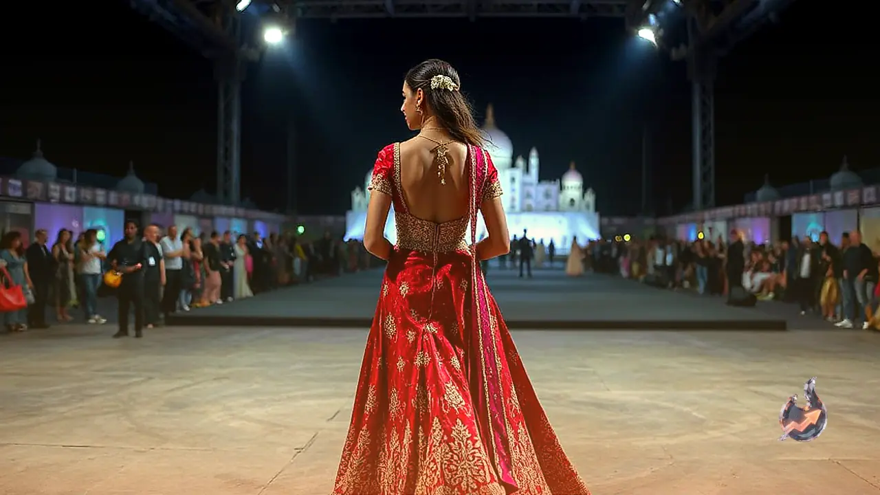 Fusion Fashion Takes Center Stage with Gown, Jasmine Gajra, and Kundan Maang Tikka