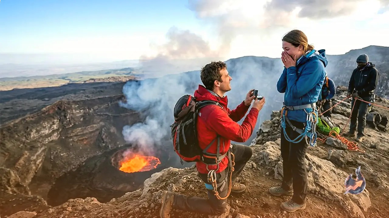 From skyscraper ledges to a live volcano, these five marriage proposals took romance to death-defying extremes