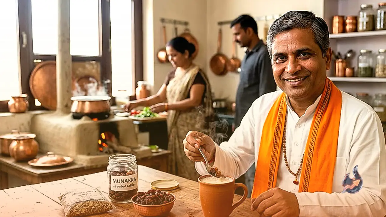 Munakka Infused Milk for Cold and Sore Throat Relief, Acharya Balkrishna Shares Ayurvedic Remedy