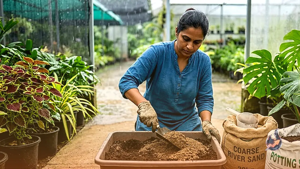 Mix 20 to 30 Percent Coarse Sand in Potting Soil to Protect Plant Roots from Monsoon Rot