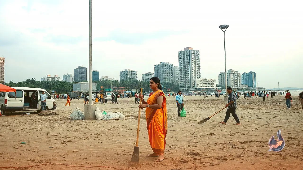 Ajay Devgn and Amruta Fadnavis Join Hands for Juhu Beach Cleanup After Ganesha Immersion