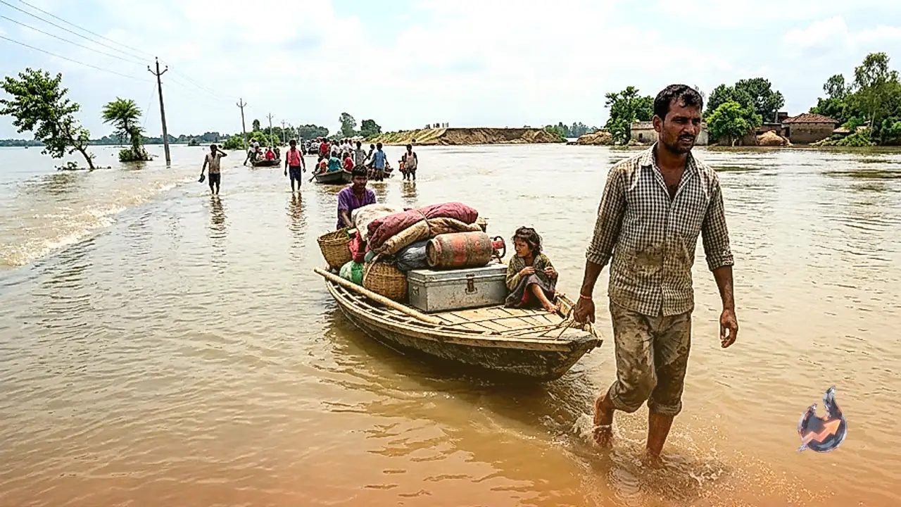 Gandak River Breaches Embankment in Saran, Submerging NH 722 and Displacing Thousands