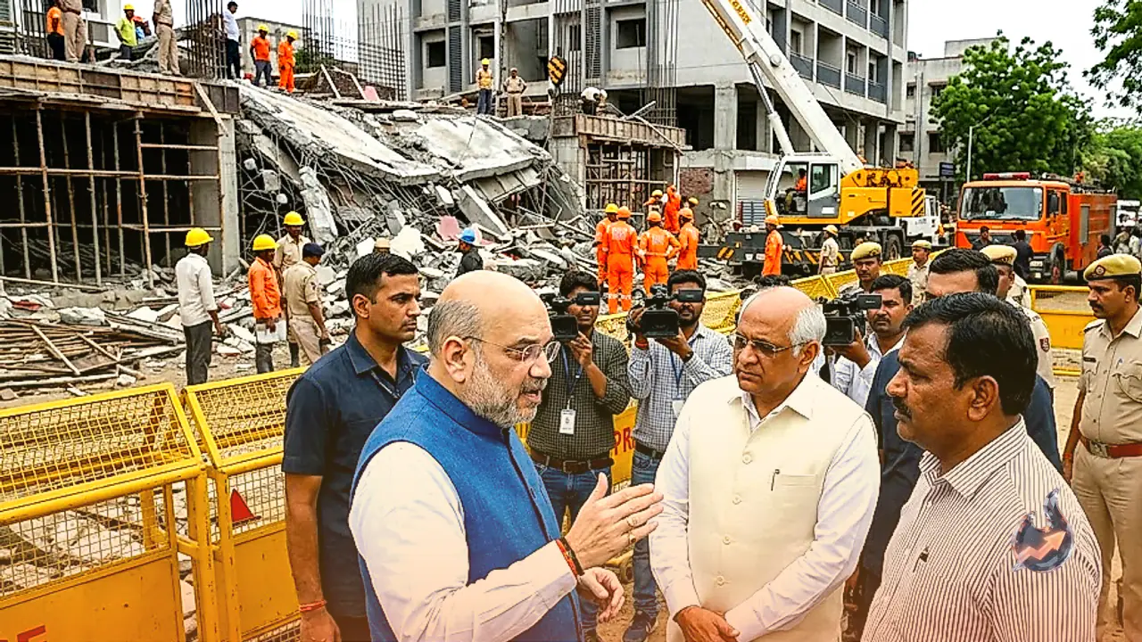 Amit Shah Discusses Gandhinagar Construction Site Slab Collapse With Top State Leaders