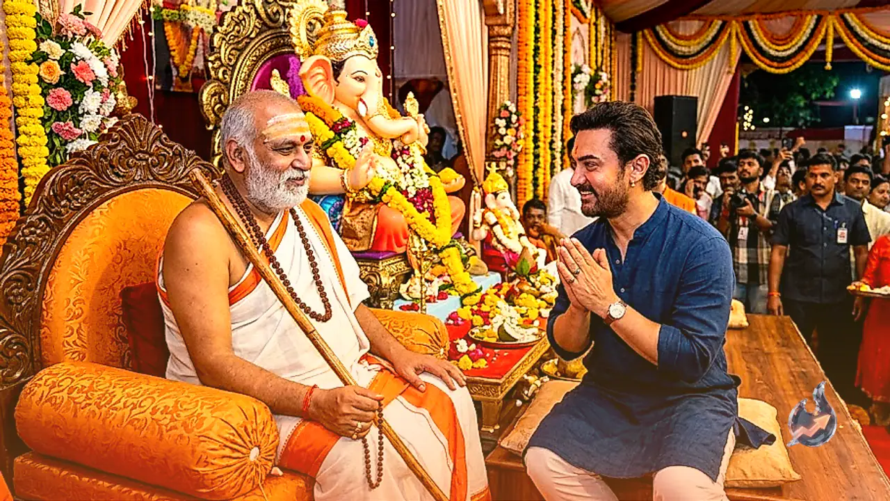 Aamir Khan Meets Jagadguru Swami Satishacharya Maharaj During Ganesh Festival as Buzz Around Lalkara Grows