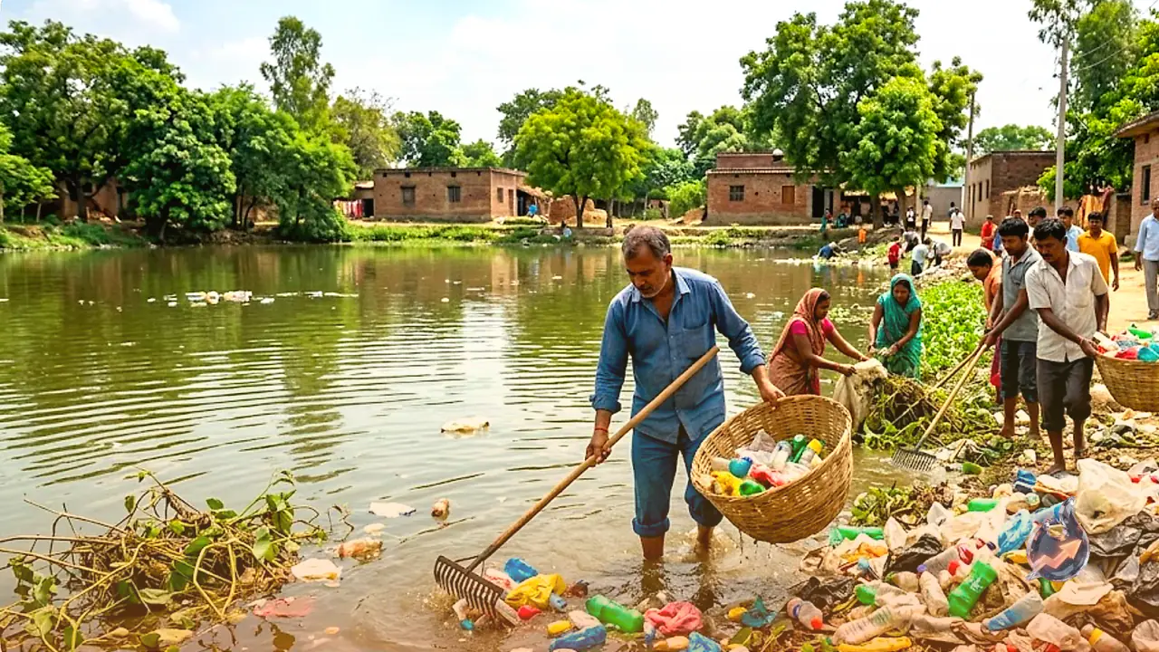 गांव के तालाबों से हटेगा प्लास्टिक, आजमगढ़ में शुरू हुई सौ पंचायतों की मुहिम