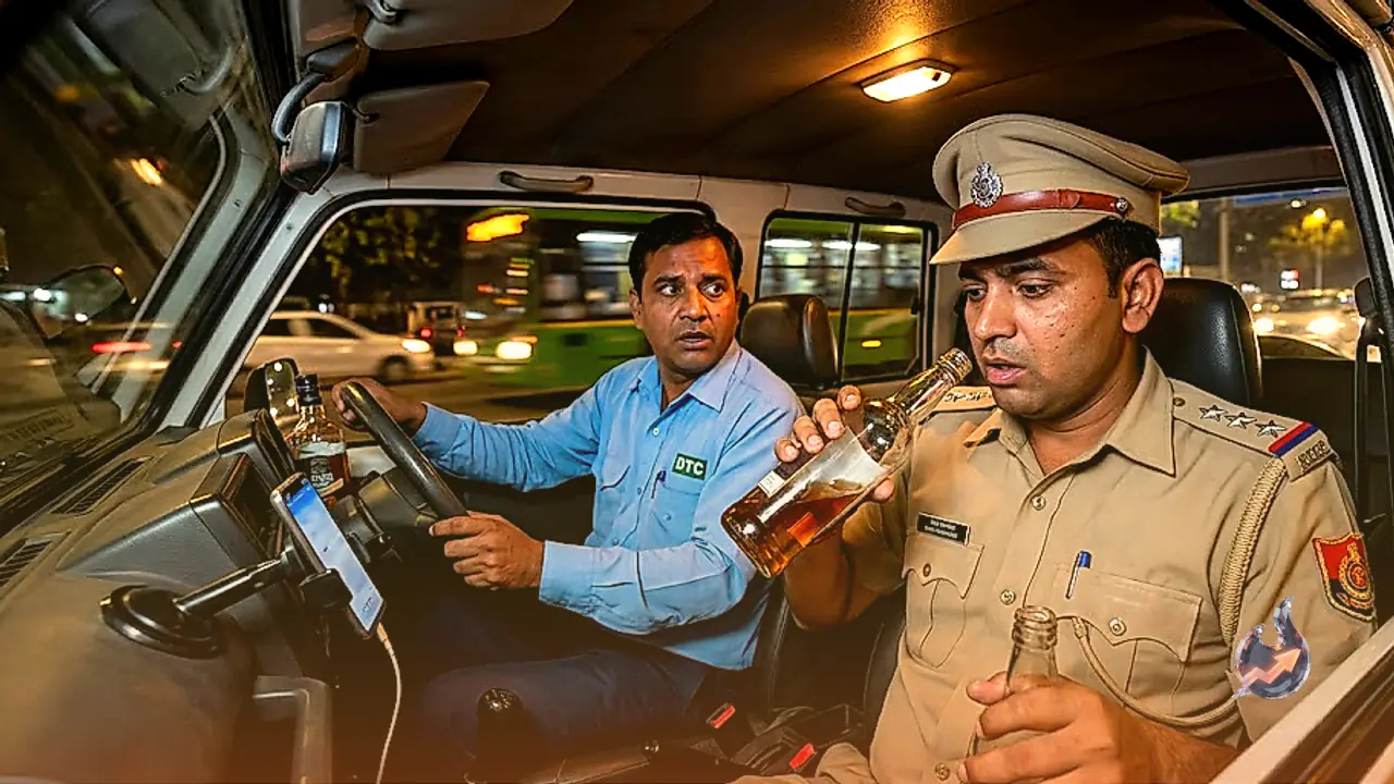 गश्त के दौरान शराब पीते कैमरे में कैद हुए पुलिसकर्मी, दिल्ली पुलिस ने हेड कॉन्स्टेबल को किया सस्पेंड और डीटीसी ड्राइवर पर भी गिरी गाज
