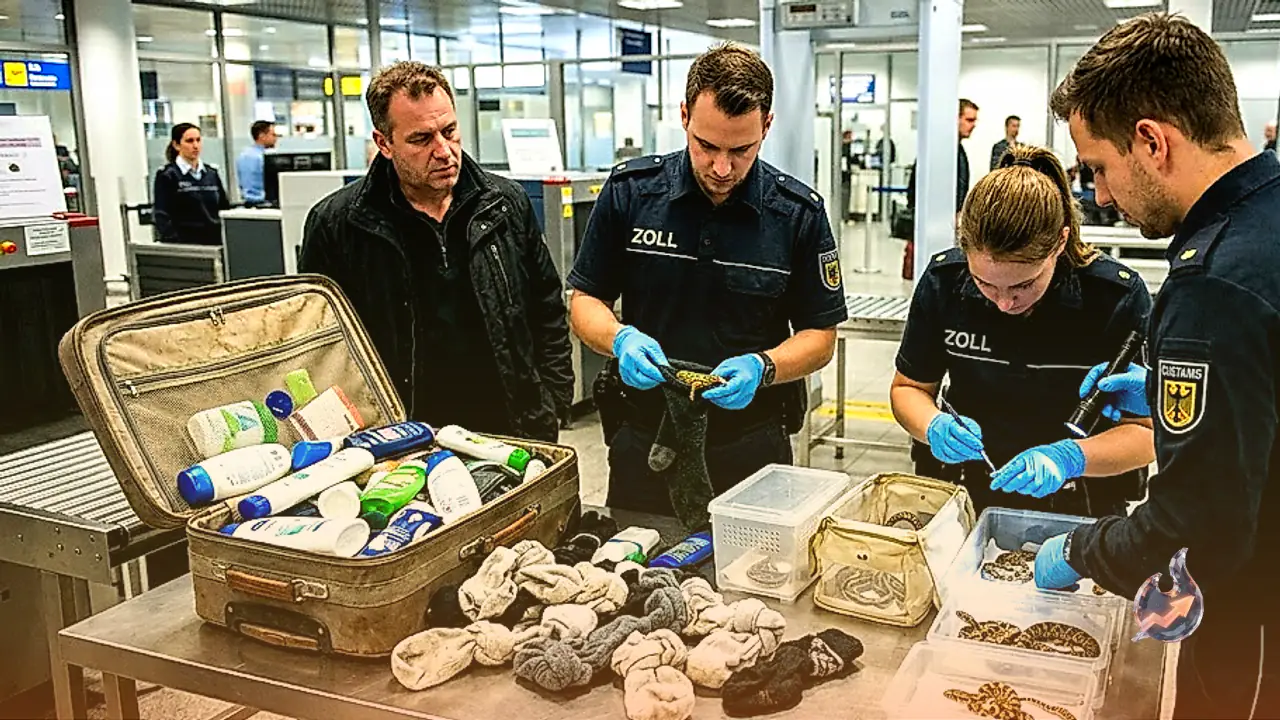 German Customs Intercept Suitcase Packed With Over 90 Snakes and Lizards at Cologne Bonn Airport
