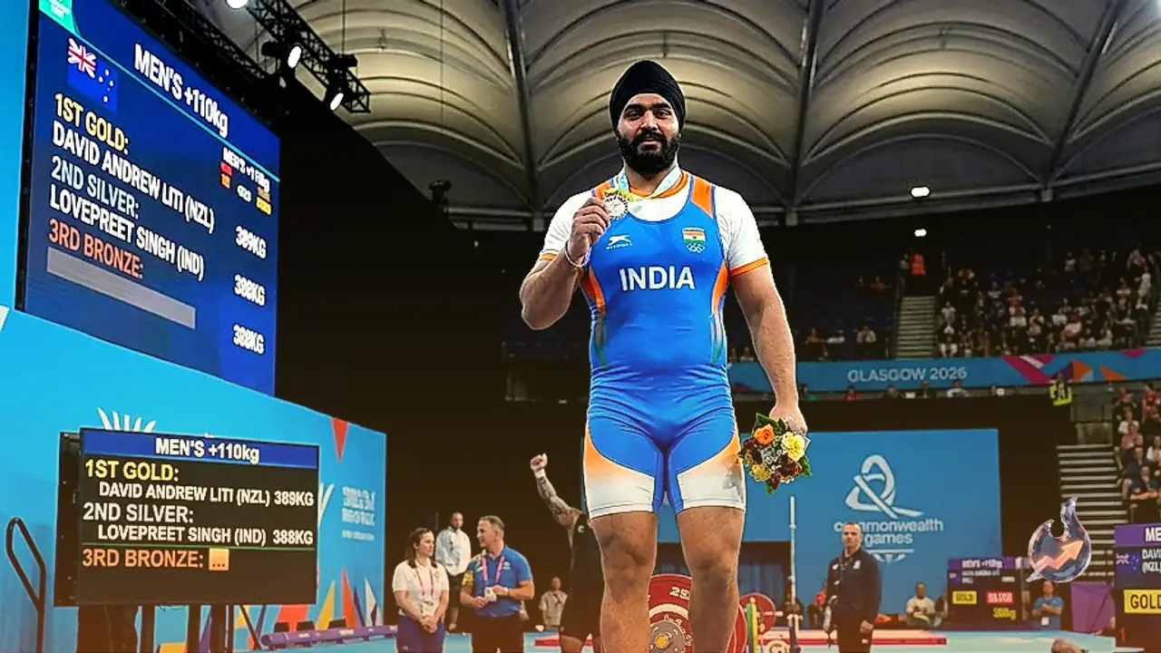 ग्लासगो राष्ट्रमंडल खेल 2026: लवप्रीत सिंह ने पुरुषों की +110 किग्रा वेटलिफ्टिंग में जीता रजत पदक, महज 1 किग्रा से चूके सोना