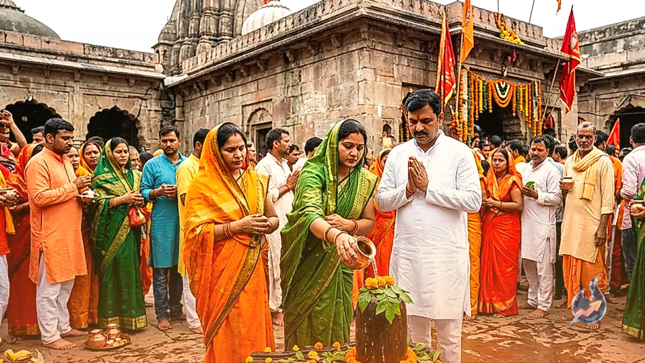 Devotees Throng Bageshwar Nath Mahadev Temple in Gonda During Holy Month of Sawan