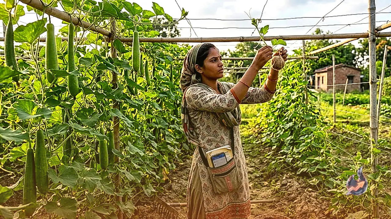 Priyanshi from Gonda Manages Two Bighas of Bottle Gourd and Ridge Gourd Farming Alongside Studies and Job
