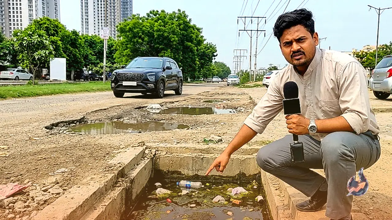 Civic Neglect Near Delta Metro Station Sparks Anger in Greater Noida as Broken Roads and Open Drains Left Unaddressed