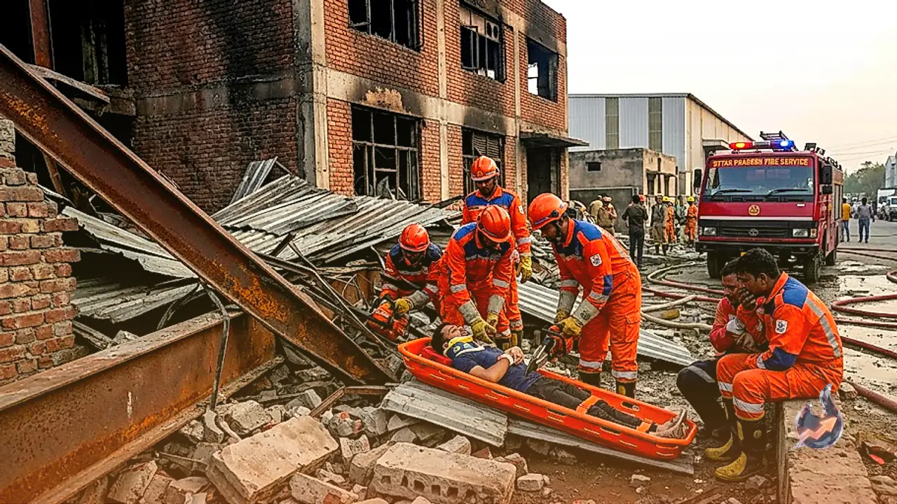 Two Firefighters Killed and Three Injured After Wall and Beam Collapse During Greater Noida Factory Blaze