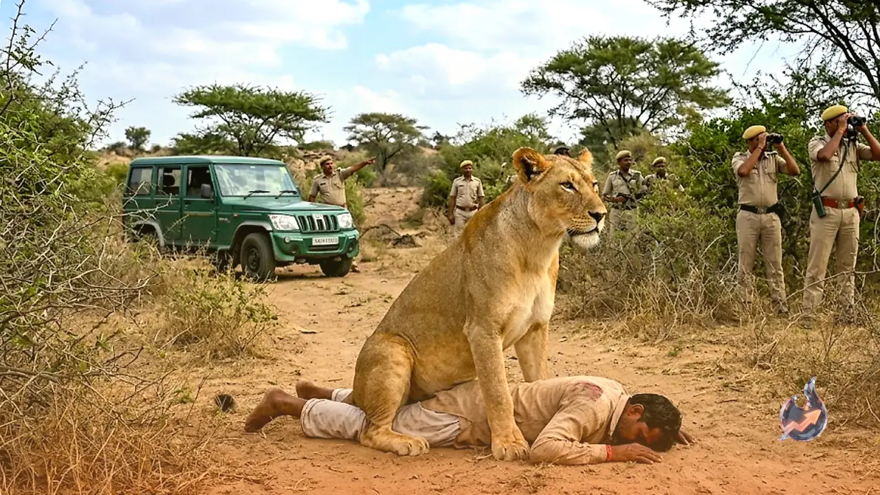 Viral Video Shows Lion Sitting Atop Injured Man as Gujarat Forest Teams Hunt the Big Cat