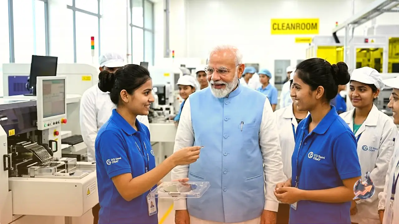 Modi says meeting young women workers at Gujarat's new chip plant was the day's highlight