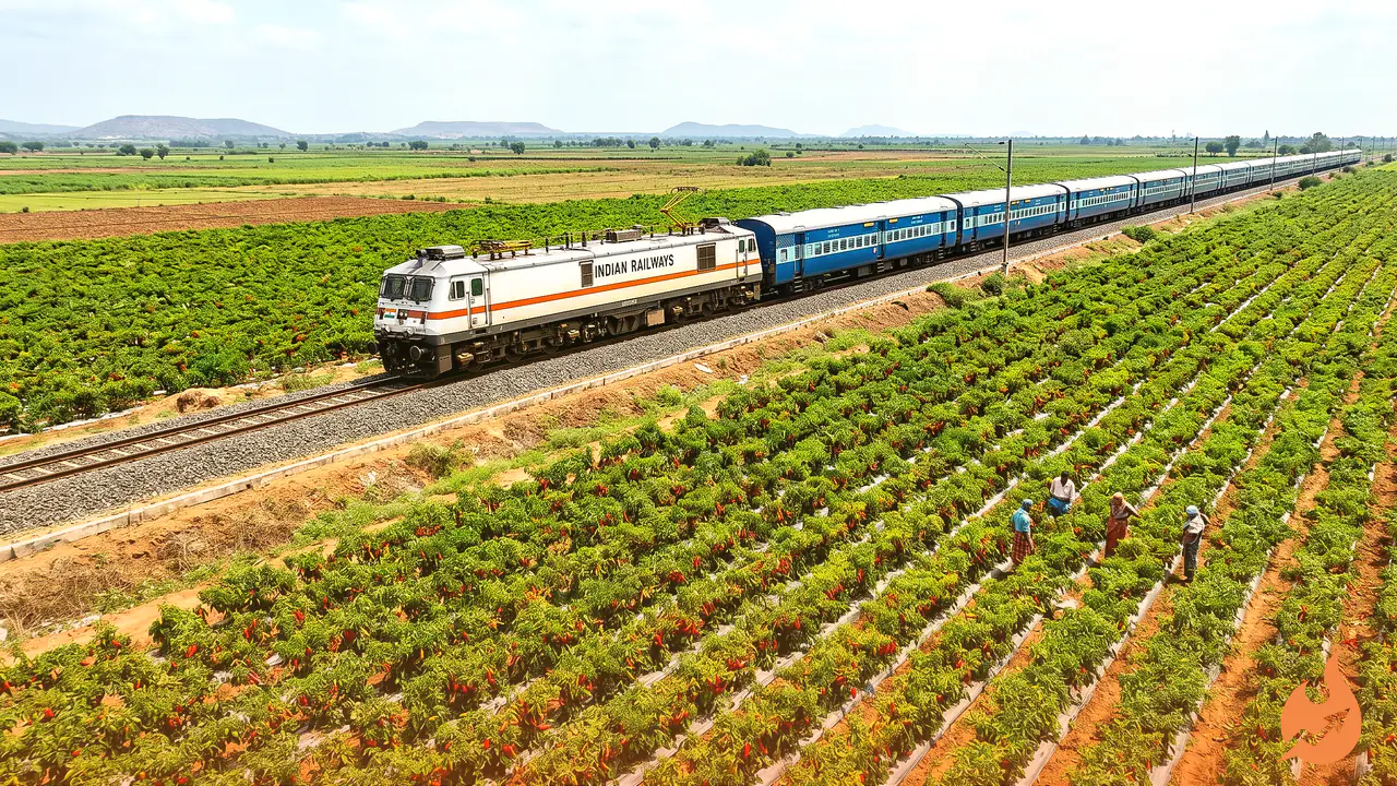BJP Shares Striking Image of a Train Cutting Through Guntur's Chilli Fields, Sparks Online Debate