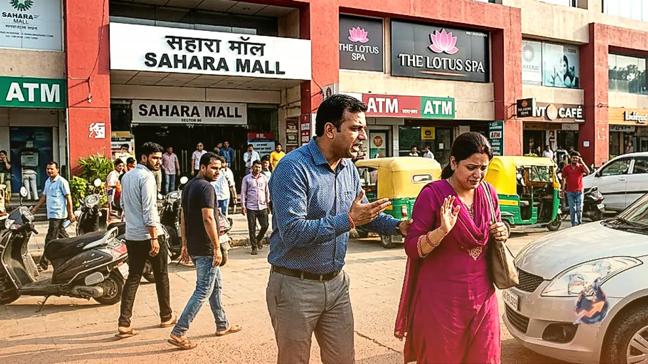 High-Voltage Drama Outside Gurugram Mall as Husband Catches Wife Working at Spa After She Lied About TB Treatment