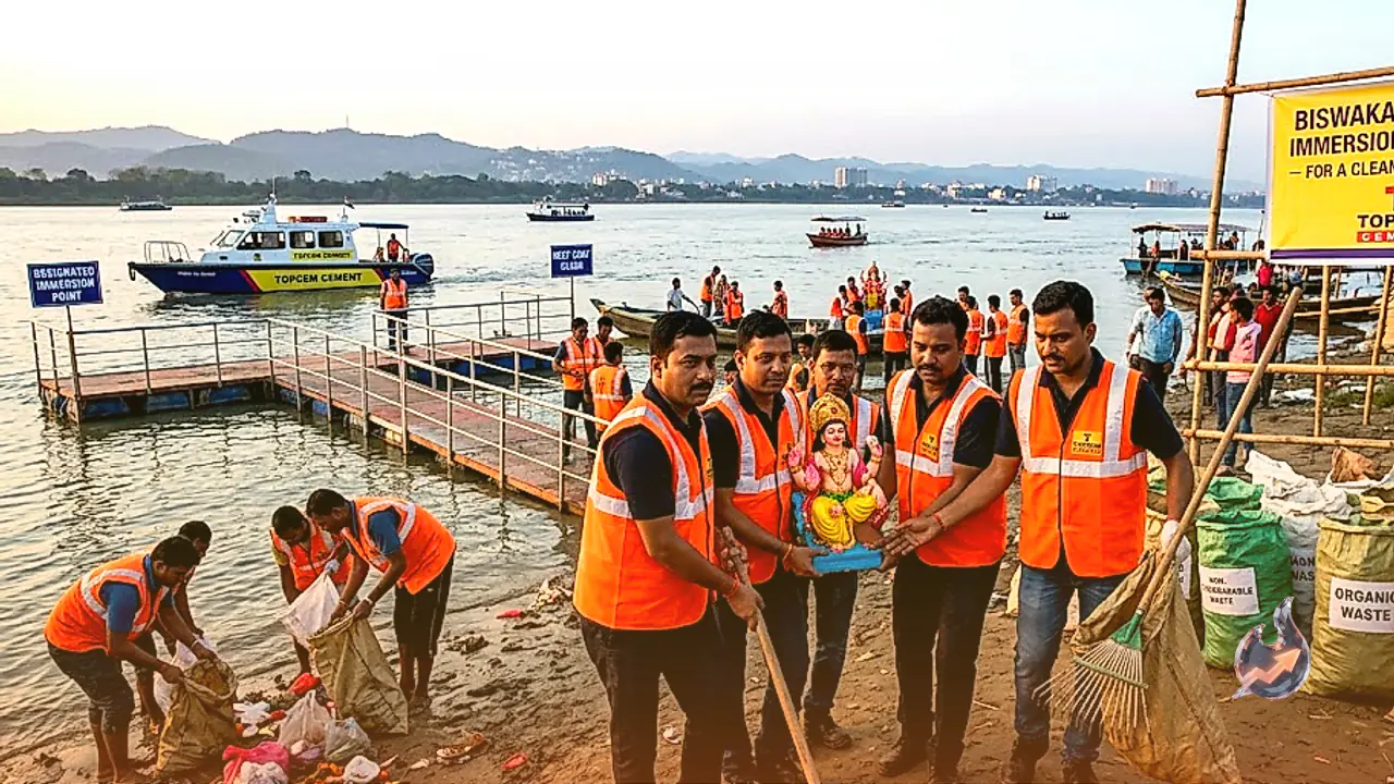 Topcem Cement drives cleanliness in Guwahati with annual Biswakarma idol immersion campaign