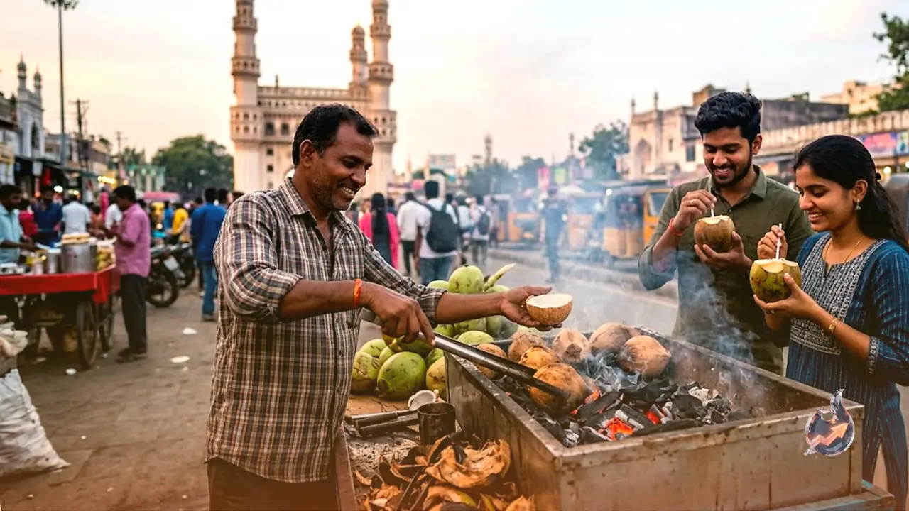 The Rising Craze of Smoky Burn Coconut in Hyderabad Streets