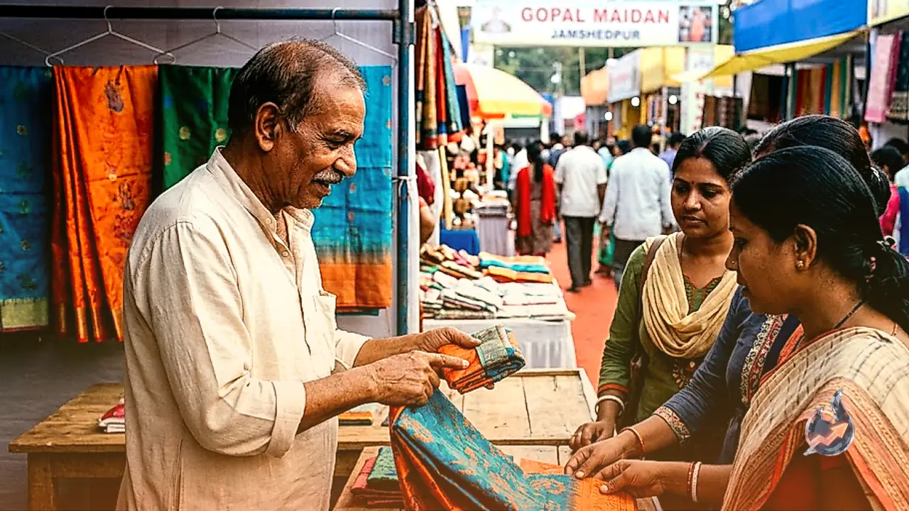 Foldable Pocket Silk Saree Measuring Six Metres Draws Shoppers at Gopal Maidan Exhibition