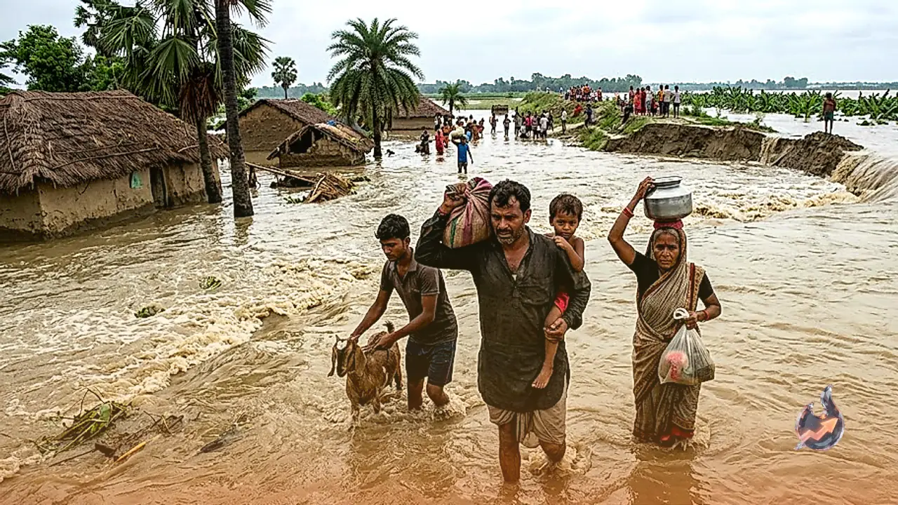 Swollen Gandak river breaches embankment near Hajipur, floods dozens of villages as officials stay away