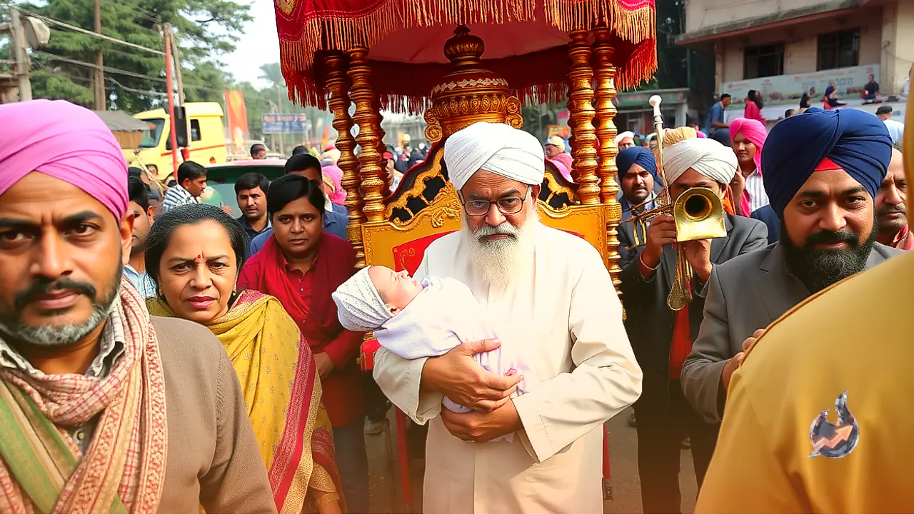 Hamirpur Grandfather Welcomes Newborn Granddaughter on Grand Chariot with Brass Band Procession