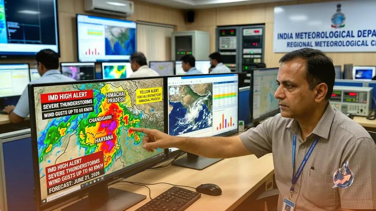 IMD Issues High Alert for Haryana, Chandigarh and Himachal Pradesh as 60 km/h Storms Approach on June 21