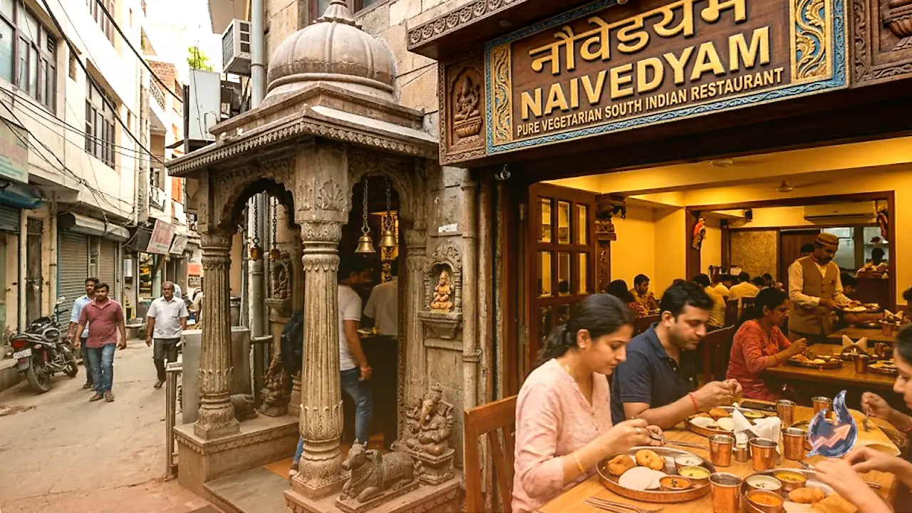 हौज खास की एक पुरानी इमारत, बाहर नंदी की मूर्ति और भीतर परोसा जाता है शानदार साउथ इंडियन जायका