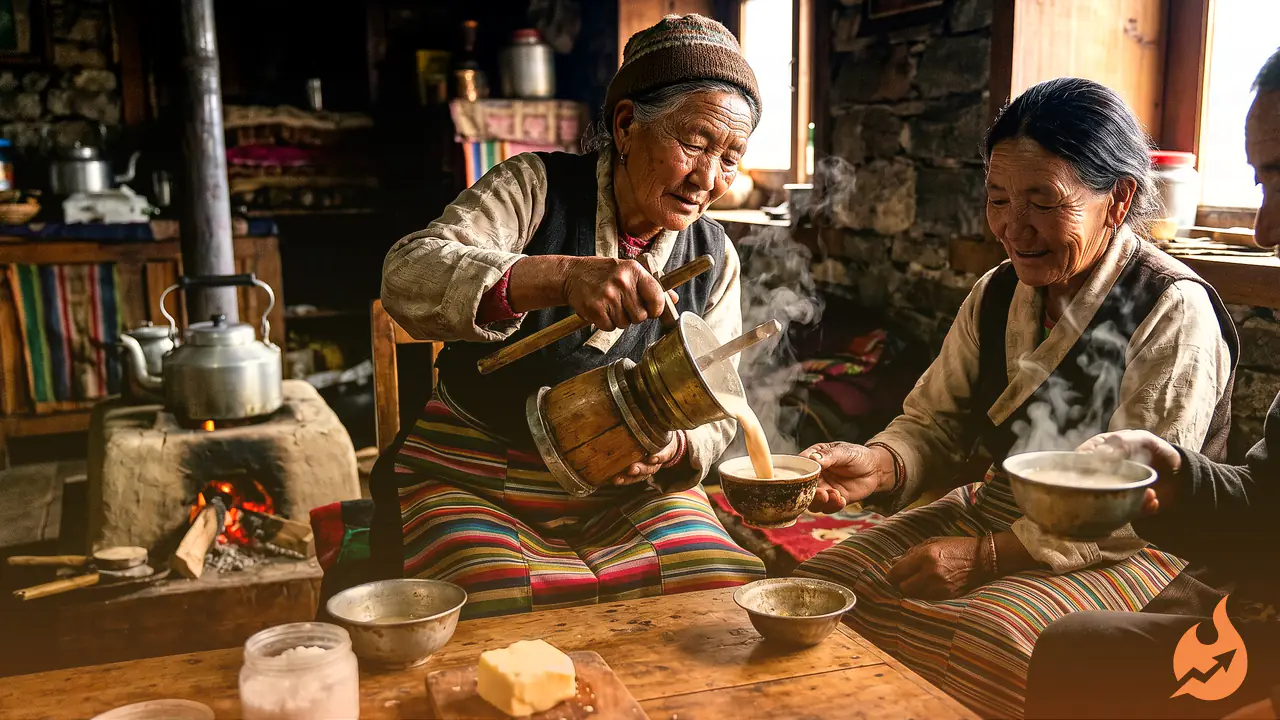 The Salty, Buttery Morning Brew of the Himalayas: How Villages High in the Mountains Start Their Day Without Sugar or Sweet Tea