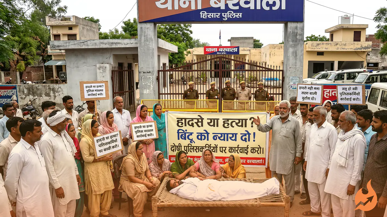 हिसार के बरवाला में पुलिस पूछताछ के बाद मजदूर बिंटू की मौत, परिजनों ने थाने के बाहर शव रखकर लगाए प्रताड़ना के आरोप